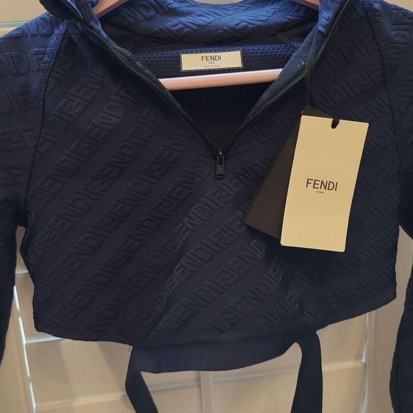 Fendi Top Knitted Fabric Atlhletic Wear Hoodie Cropped - Picture 3 of 11